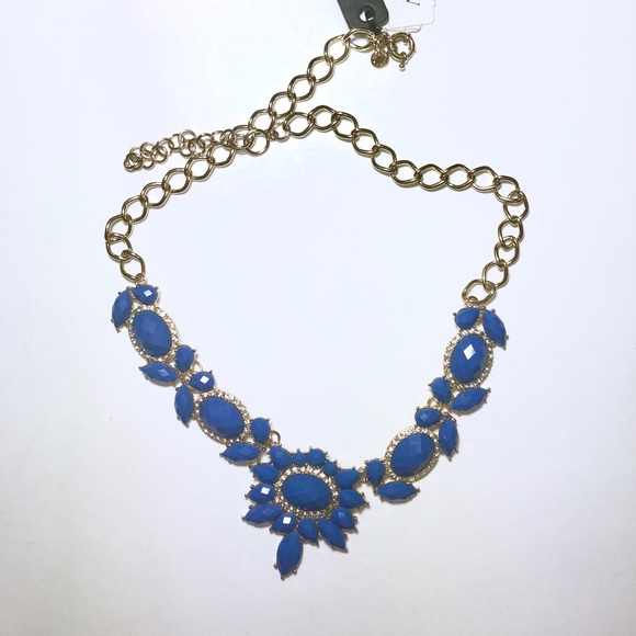 J. Crew Factory Jewelry - NWT J. Crew Gold & Blue Jewel Statement Necklace